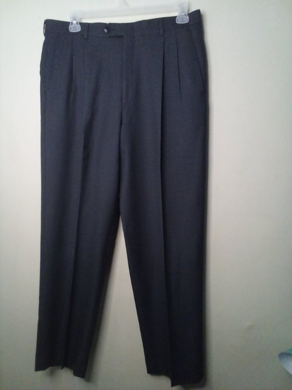 Hart Schaffner Marx Pants Men 34 x 31 Pleats Trousers Check Gray - Picture 2 of 16